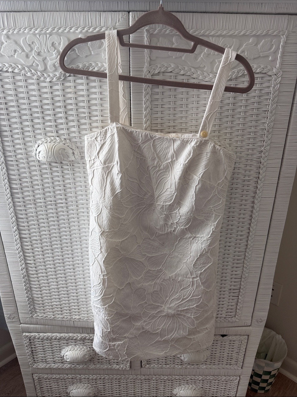 J Crew White Floral Textured Sleeveless Dress FLAWS